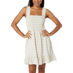 Madewell Lucie smocked white and dark blue patterned Dress